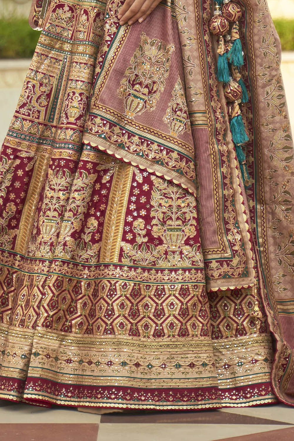 Golden & Multi-colored Heavy Bridal Lahenga Choli with Heavy Dupatta and Blouse