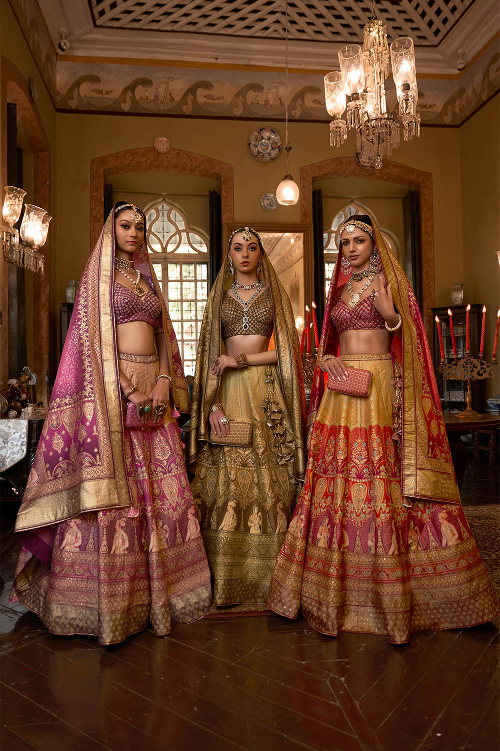 Orange Pink Maharani Style Soft Silk Designer Lahenga Choli for Woman