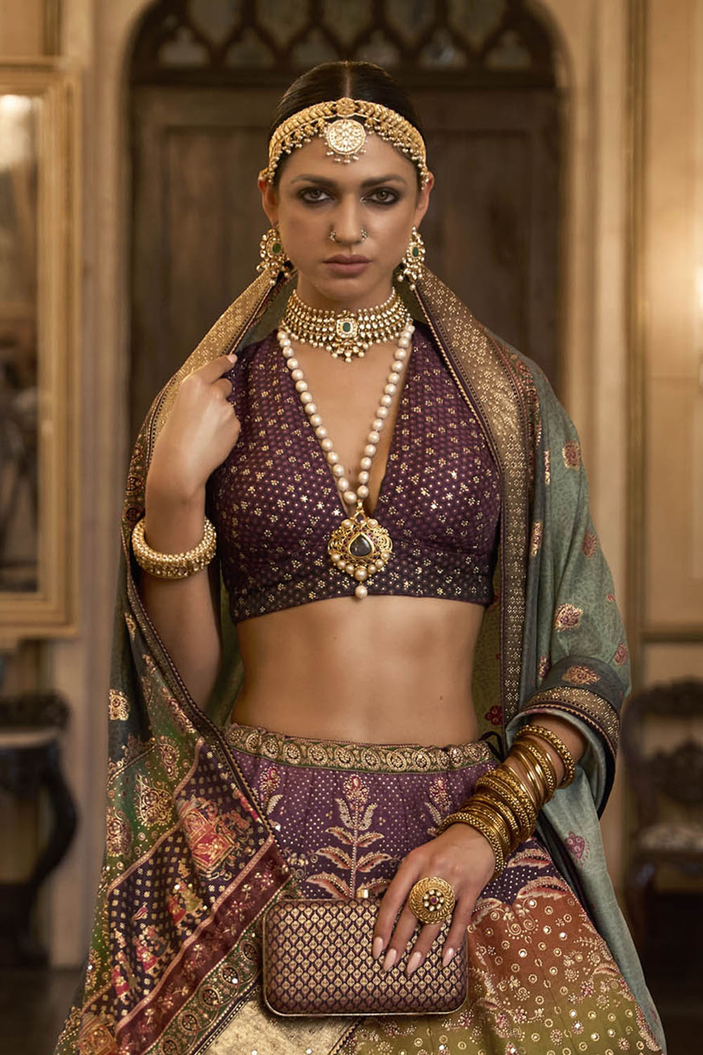 Purple & Pink Shade Embroidery Lahenga Choli with Pretty Blouse and Printed Dupatta