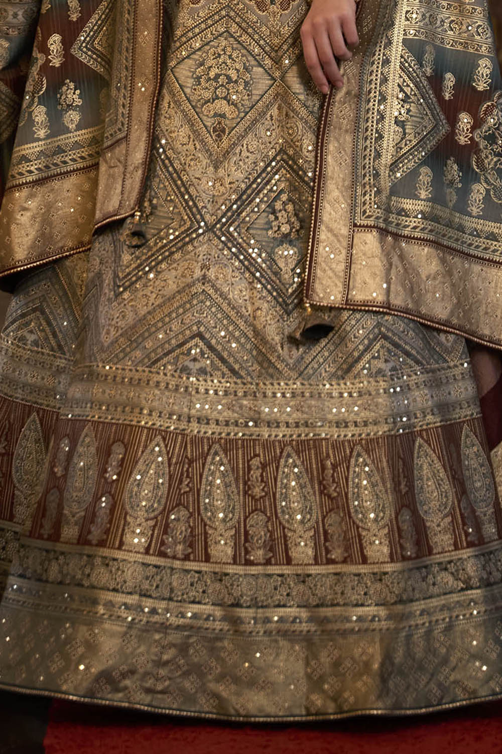 Brown & Multi-colored Heavy Lahenga Choli For Women Beautiful Blouse and Dupatta