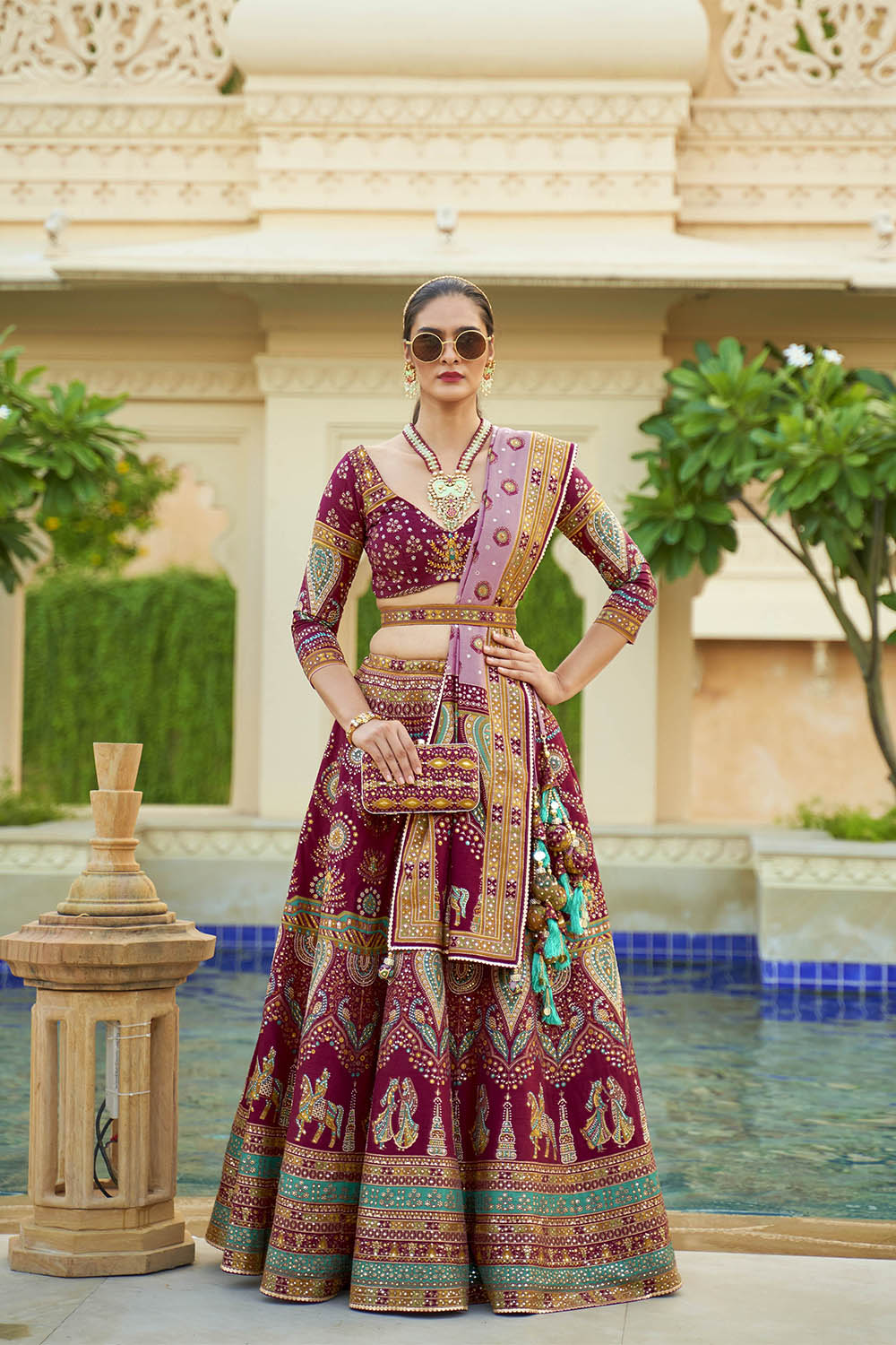 Maroon Red & Multi-colored Heavy Fancy Lahenga Choli with Pretty Blouse and Dupatta
