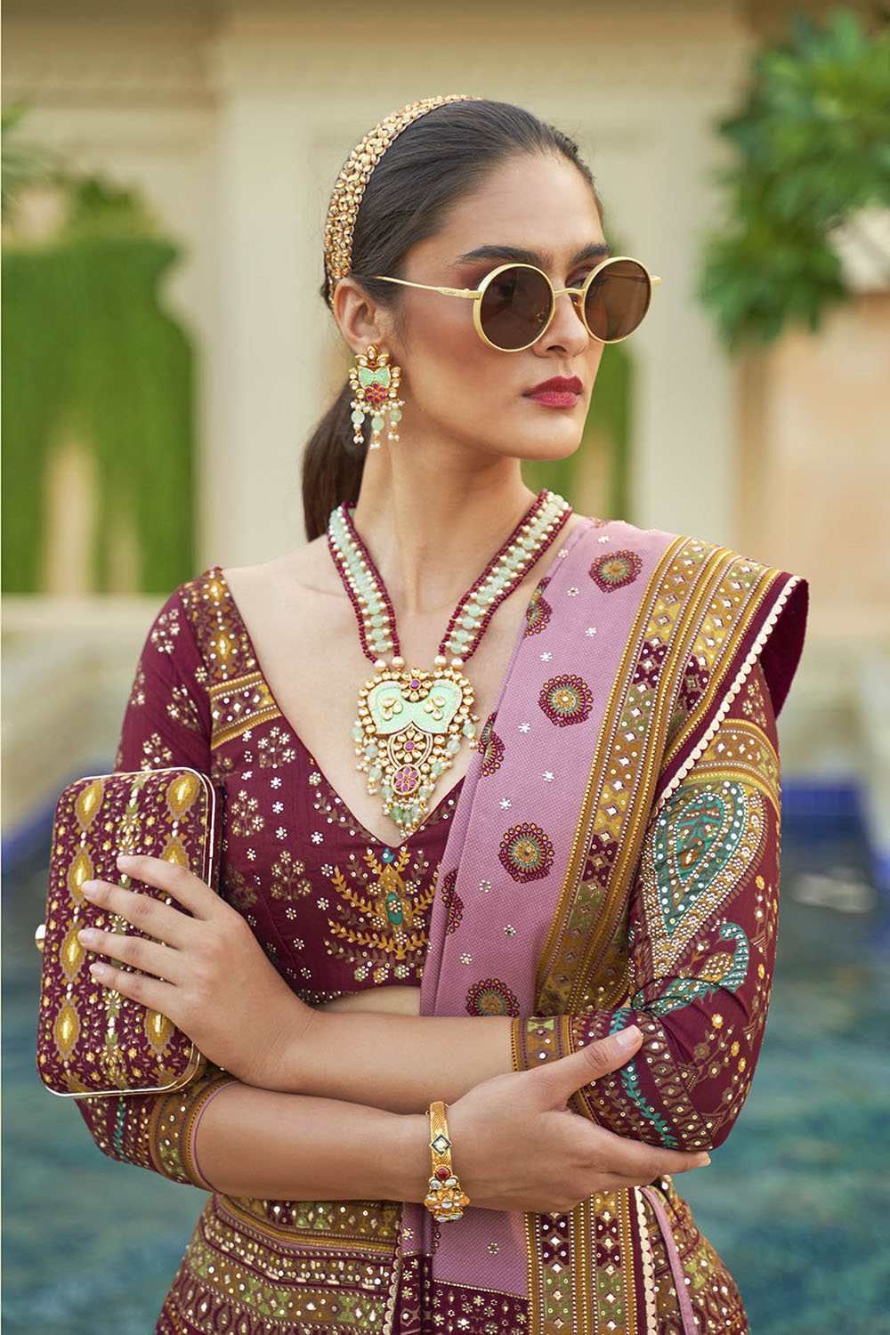 Maroon Red & Multi-colored Heavy Fancy Lahenga Choli with Pretty Blouse and Dupatta