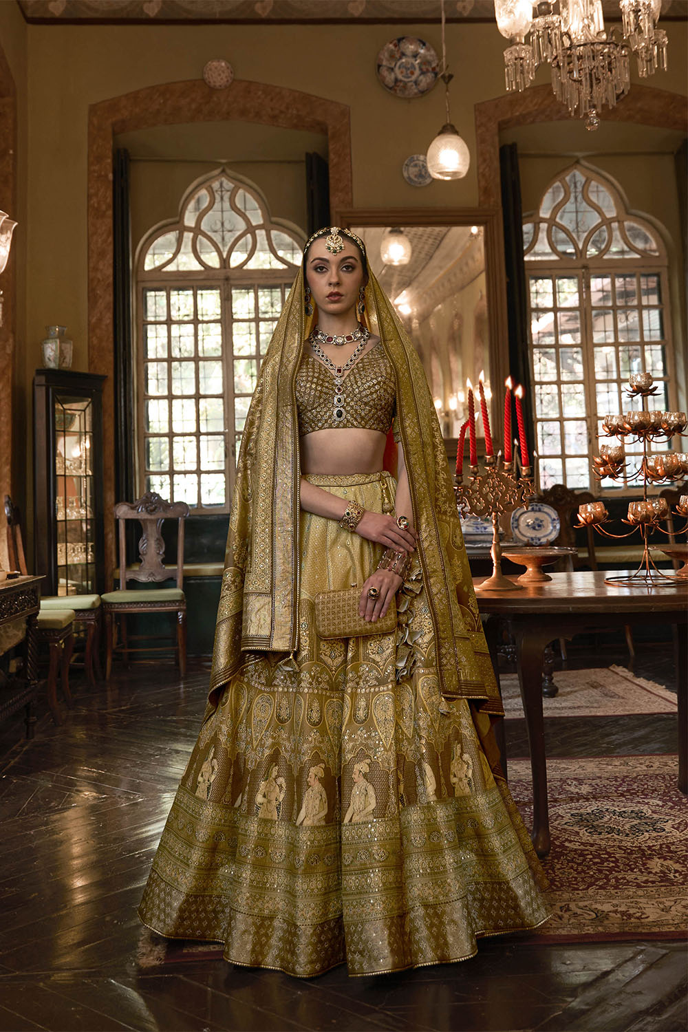 Yellow with Chocolate Maharani Style Soft Silk Designer Lahenga Choli for Woman