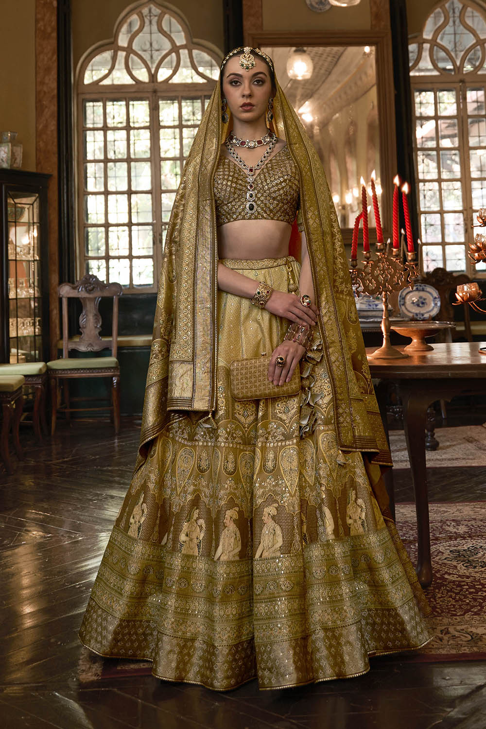 Yellow with Chocolate Maharani Style Soft Silk Designer Lahenga Choli for Woman