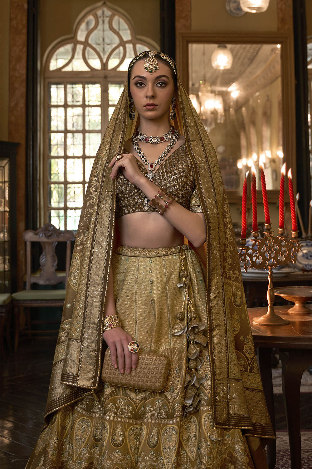 Yellow with Chocolate Maharani Style Soft Silk Designer Lahenga Choli for Woman