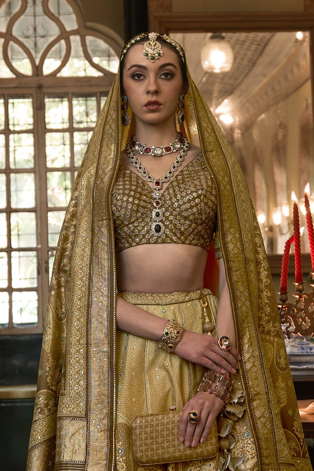Yellow with Chocolate Maharani Style Soft Silk Designer Lahenga Choli for Woman