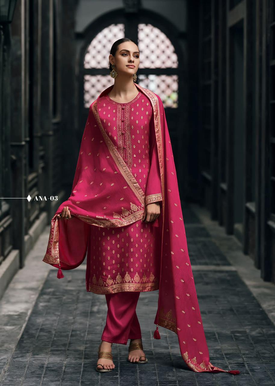 Persian Pink Banarasi Woven Silk Suit and Dupatta