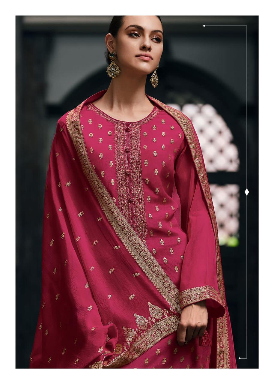 Persian Pink Banarasi Woven Silk Suit and Dupatta