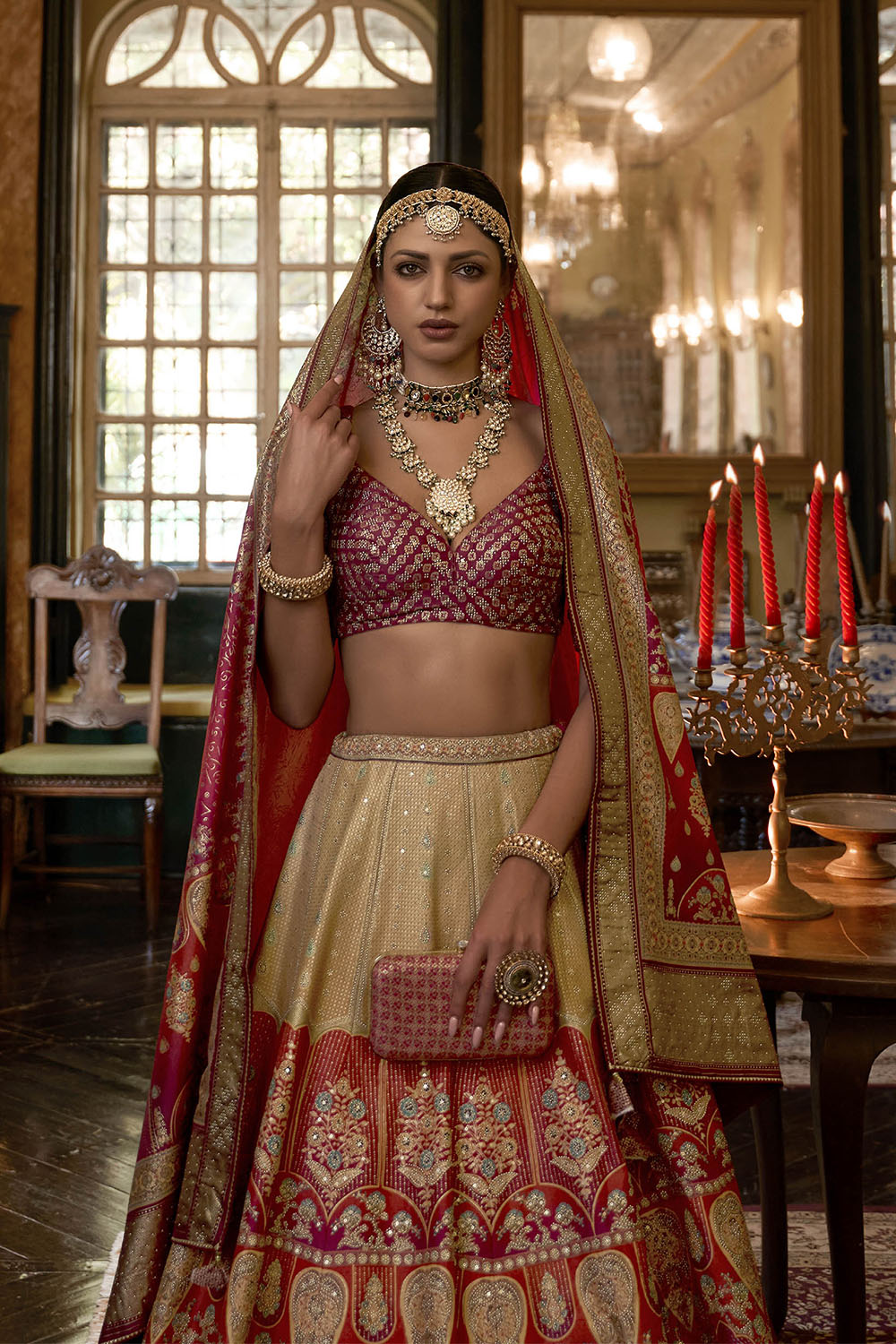 Orange Pink Maharani Style Soft Silk Designer Lahenga Choli for Woman
