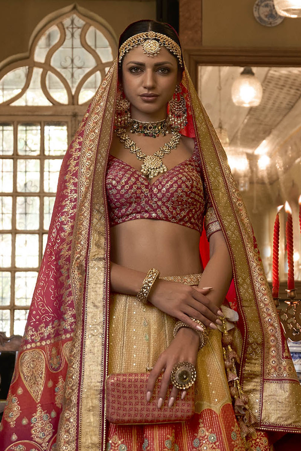 Orange Pink Maharani Style Soft Silk Designer Lahenga Choli for Woman