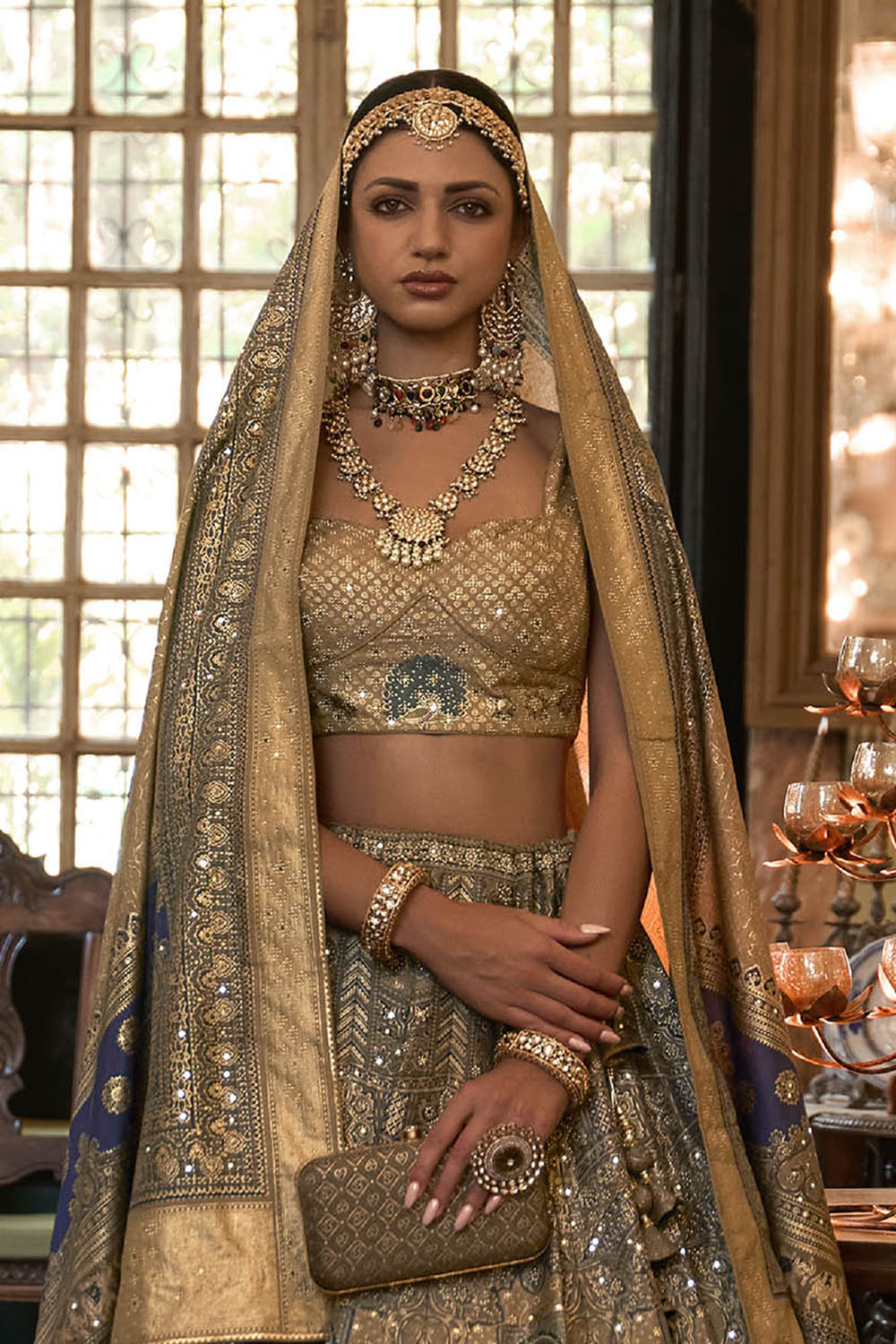 Champagne Golden Maharani Style Soft Silk Designer Lahenga Choli for Woman
