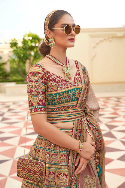 Golden & Multi-colored Heavy Bridal Lahenga Choli with Heavy Dupatta and Blouse
