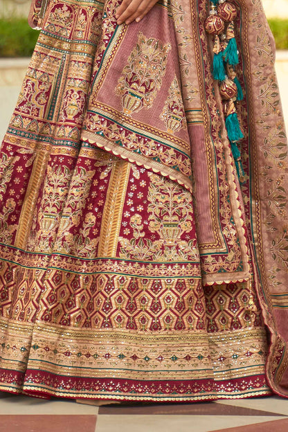 Golden & Multi-colored Heavy Bridal Lahenga Choli with Heavy Dupatta and Blouse
