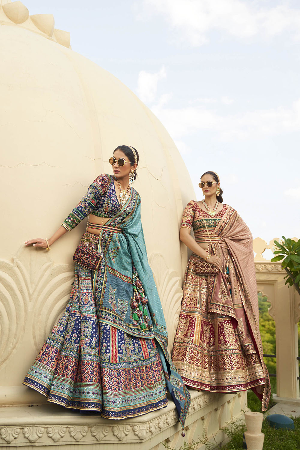 Golden & Multi-colored Heavy Bridal Lahenga Choli with Heavy Dupatta and Blouse