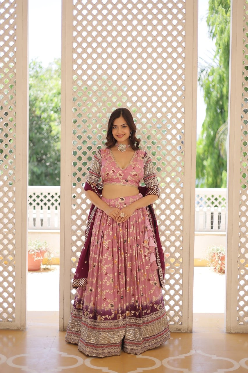 Creamy Pink Heavy Designer Lehenga Choli For Women with Dupatta