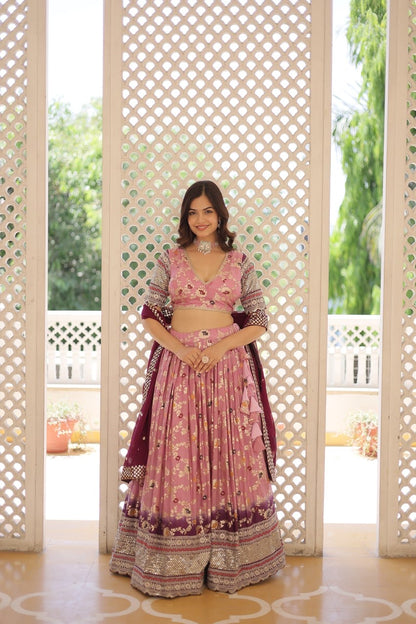 Creamy Pink Heavy Designer Lehenga Choli For Women with Dupatta
