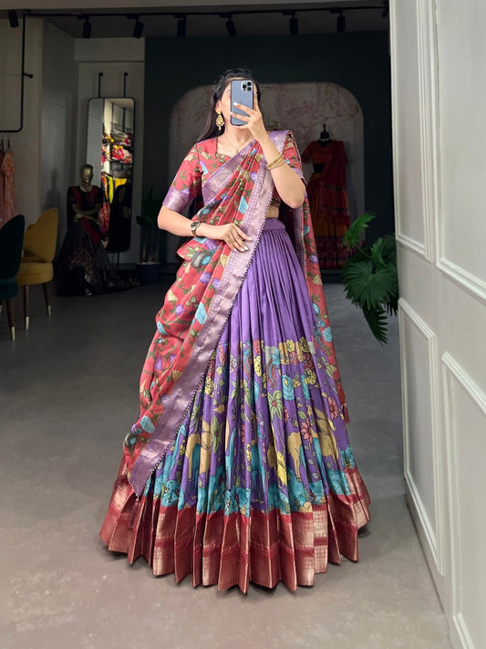 Kalamkari South Indian Style Designer Lehenga Choli with Blouse