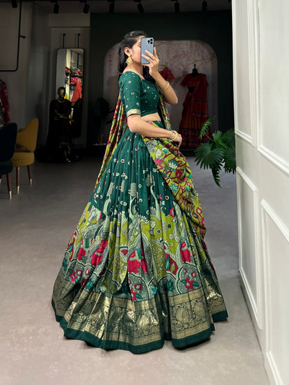 Kalamkari South Indian Style Designer Lehengas with Blouse and Dupatta