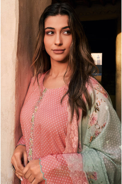 Brick Pink Designer Salwar Suit with Digital Printed Dupatta and Pant
