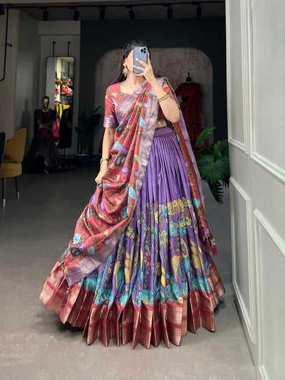 Kalamkari South Indian Style Designer Lehenga Choli with Blouse
