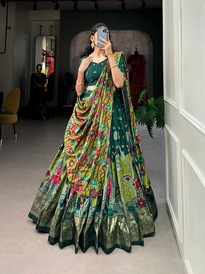Kalamkari South Indian Style Designer Lehengas with Blouse and Dupatta