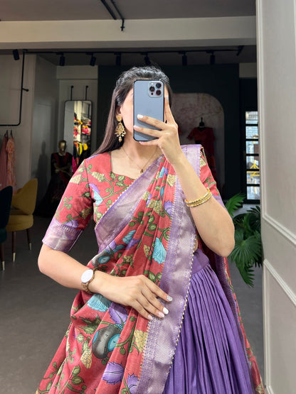 Kalamkari South Indian Style Designer Lehenga Choli with Blouse