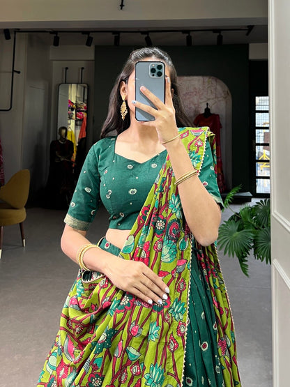 Kalamkari South Indian Style Designer Lehengas with Blouse and Dupatta