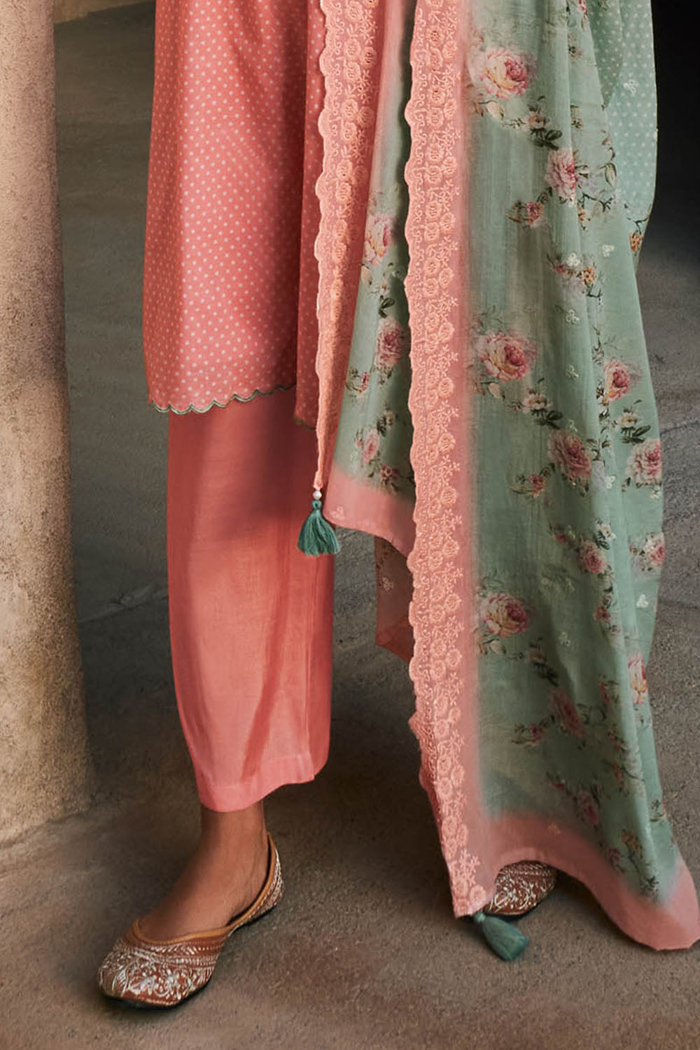Brick Pink Designer Salwar Suit with Digital Printed Dupatta and Pant