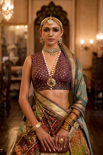 Purple & Pink Shade Embroidery Lahenga Choli with Pretty Blouse and Printed Dupatta