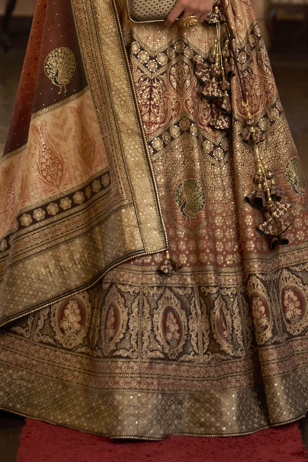 Golden & Brown Heavy Designer Lahenga Choli For Women with Fancy Blouse and Dupatta