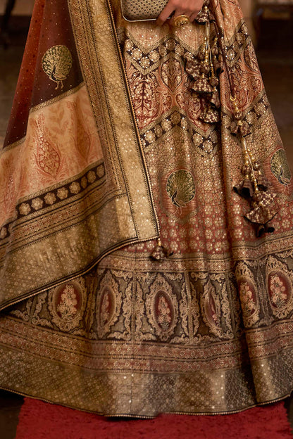 Golden & Brown Heavy Designer Lahenga Choli For Women with Fancy Blouse and Dupatta