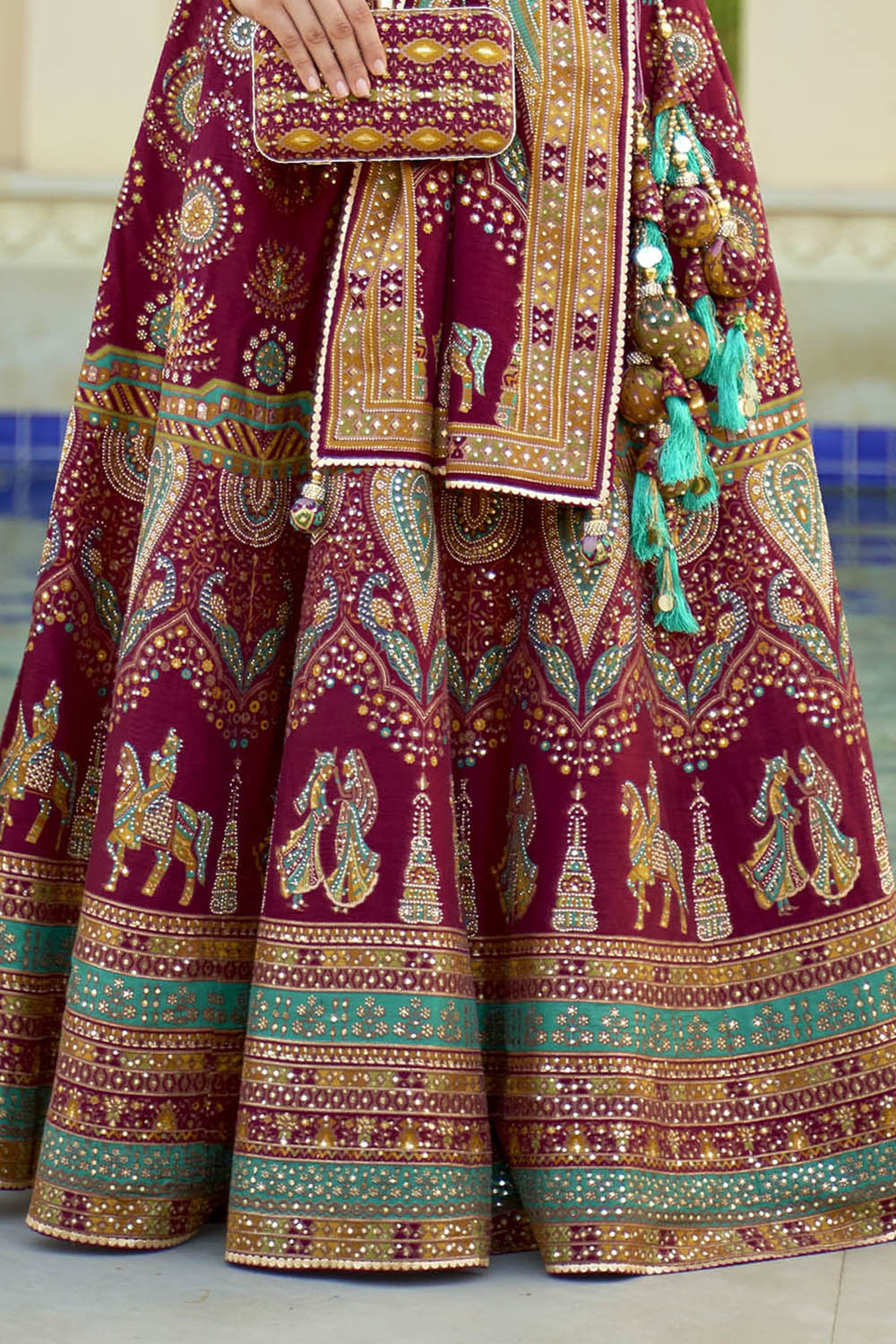 Maroon Red & Multi-colored Heavy Fancy Lahenga Choli with Pretty Blouse and Dupatta
