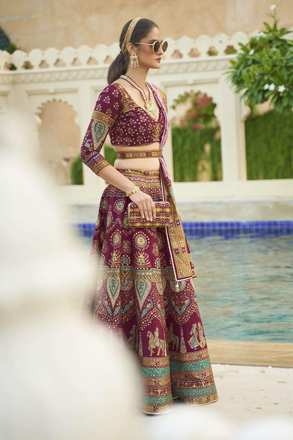 Maroon Red & Multi-colored Heavy Fancy Lahenga Choli with Pretty Blouse and Dupatta