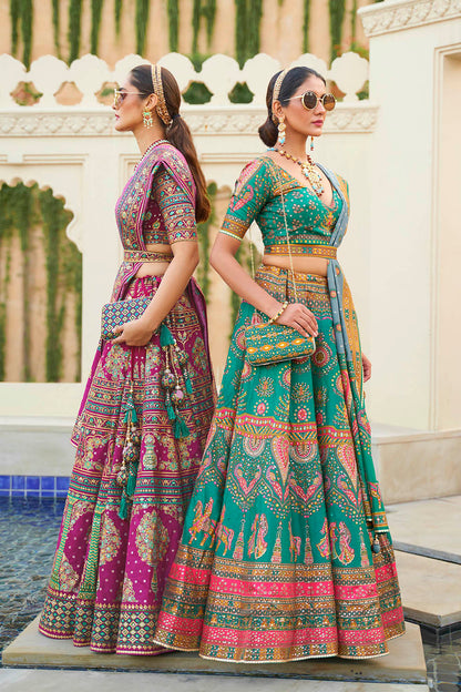 Blue & Multi-colored Designer Heavy Lahenga Choli For Women and Fancy Blouse
