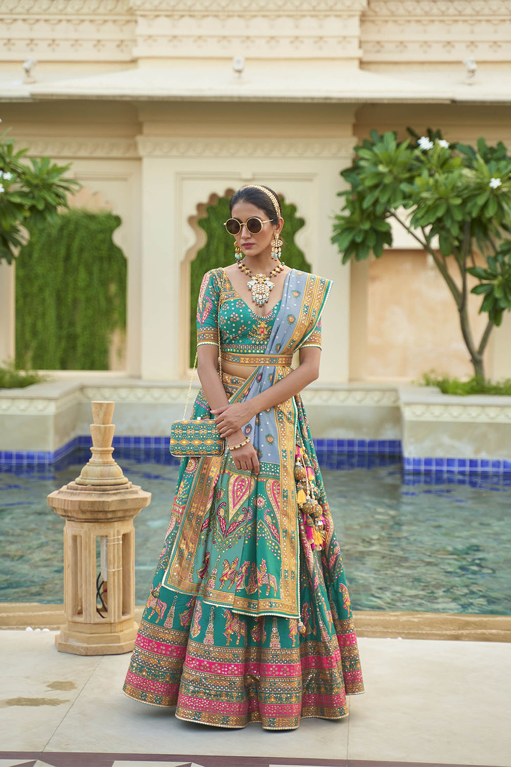 Blue & Multi-colored Designer Heavy Lahenga Choli For Women and Fancy Blouse