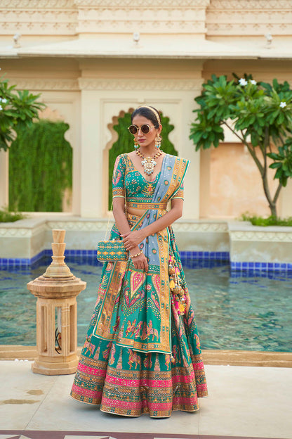 Blue & Multi-colored Designer Heavy Lahenga Choli For Women and Fancy Blouse