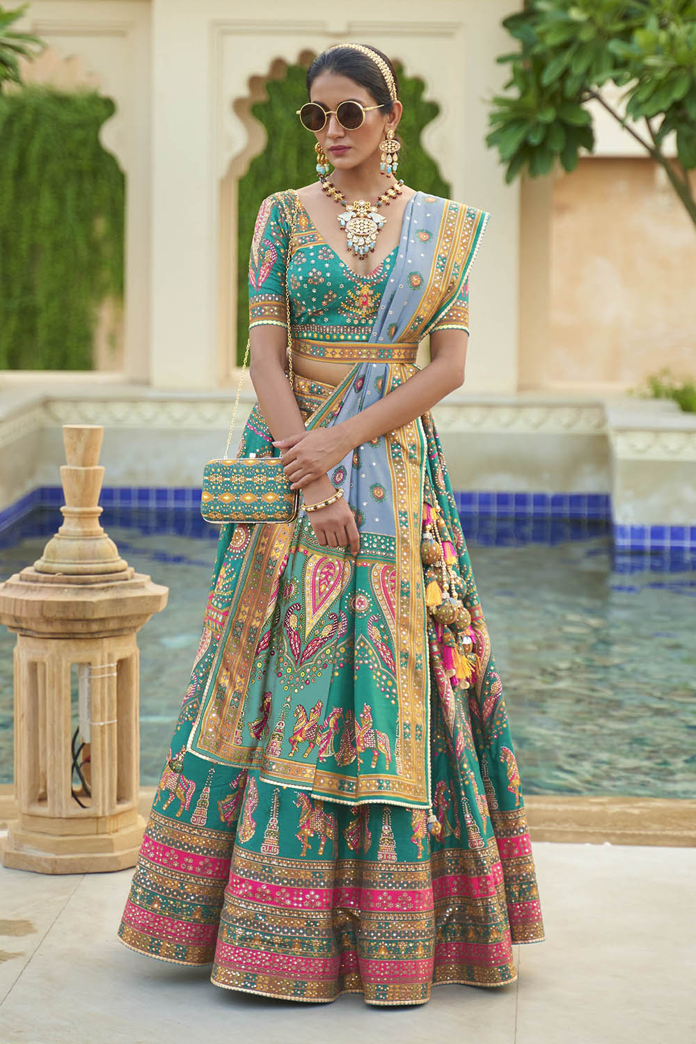 Blue & Multi-colored Designer Heavy Lahenga Choli For Women and Fancy Blouse