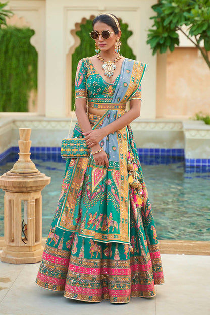 Blue & Multi-colored Designer Heavy Lahenga Choli For Women and Fancy Blouse