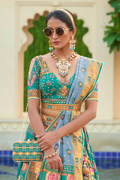 Blue & Multi-colored Designer Heavy Lahenga Choli For Women and Fancy Blouse