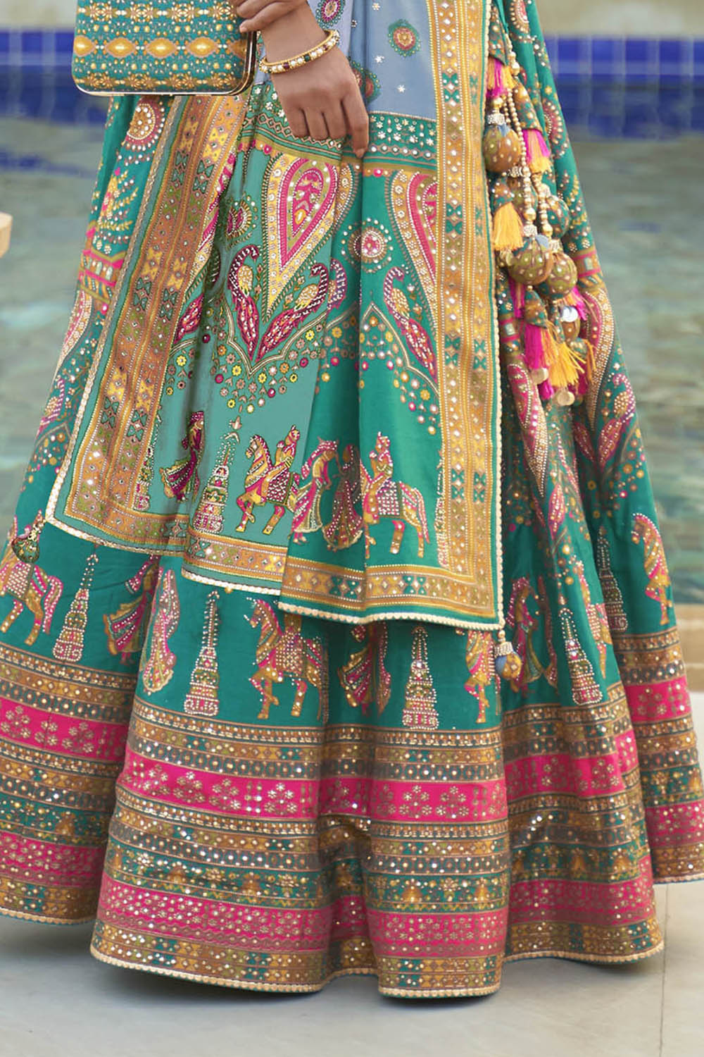 Blue & Multi-colored Designer Heavy Lahenga Choli For Women and Fancy Blouse