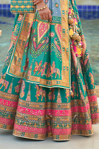 Blue & Multi-colored Designer Heavy Lahenga Choli For Women and Fancy Blouse