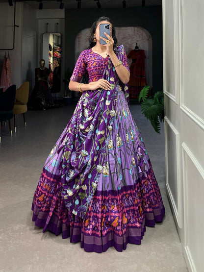 Grape Purple & Multi-colored South Indian Style Designer Lehengas with Blouse
