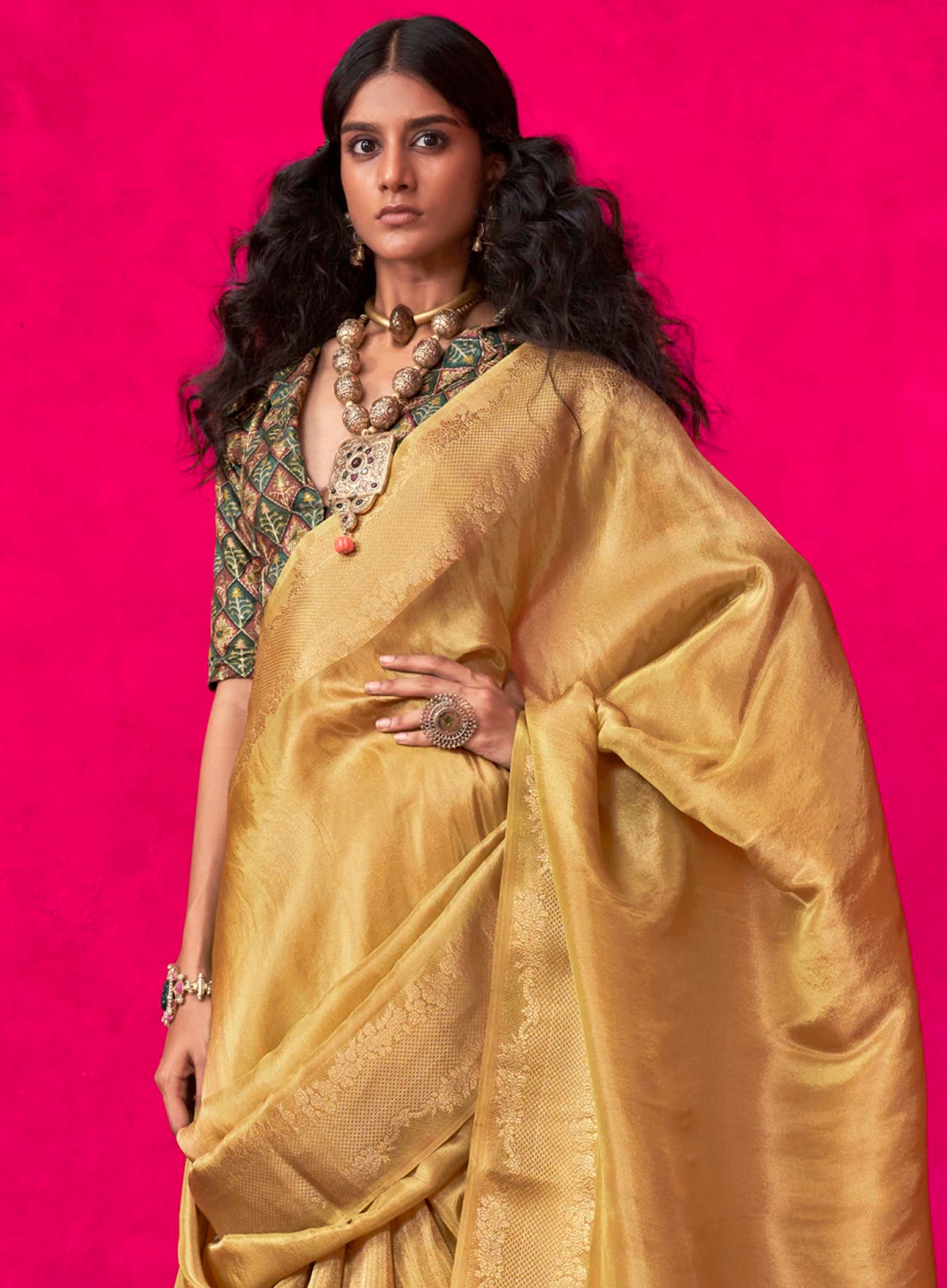 Royal Yellow Kanjeevaram Silk Saree with Pretty Blouse