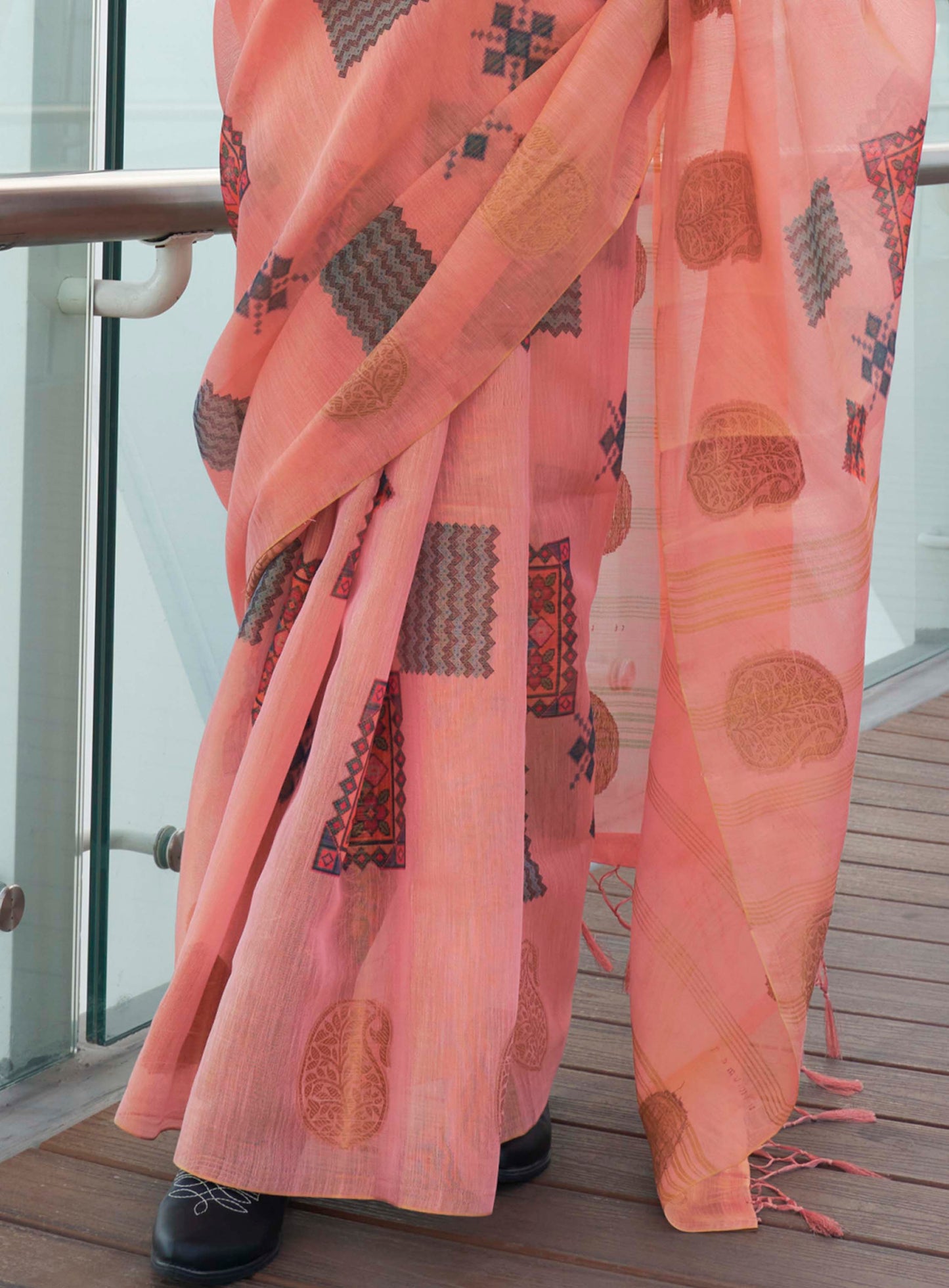 Punch Pink Tissue Silk Saree with Pretty Intricate Blouse