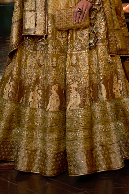 Yellow with Chocolate Maharani Style Soft Silk Designer Lahenga Choli for Woman