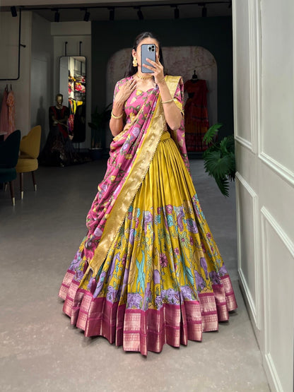 Yellow & Multi-colored Designer Lehenga Choli For Women with Blouse and Dupatta