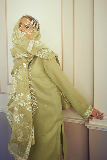Pastel Green Thread Embroidered Soft Silk Salwar Suit with Dupatta