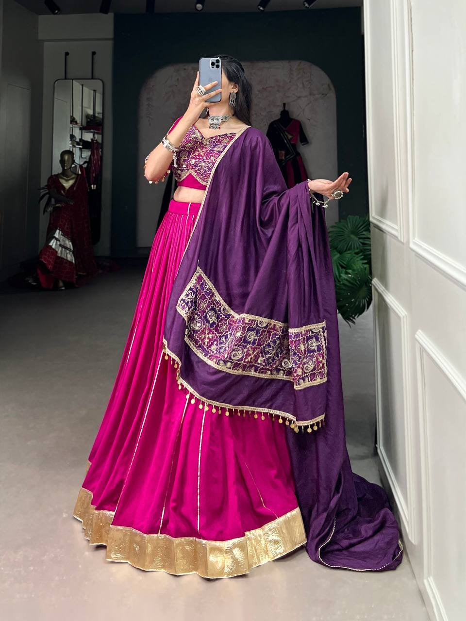 Magenta Pink with Purple Designer Lehenga Choli