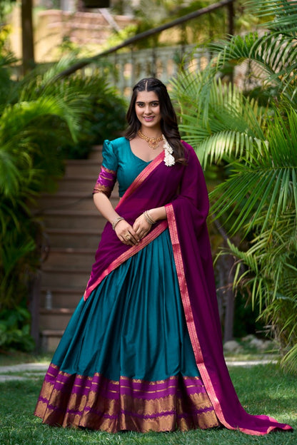 Navy Blue & Byzantine Lehenga Choli For Women with Pretty Blouse