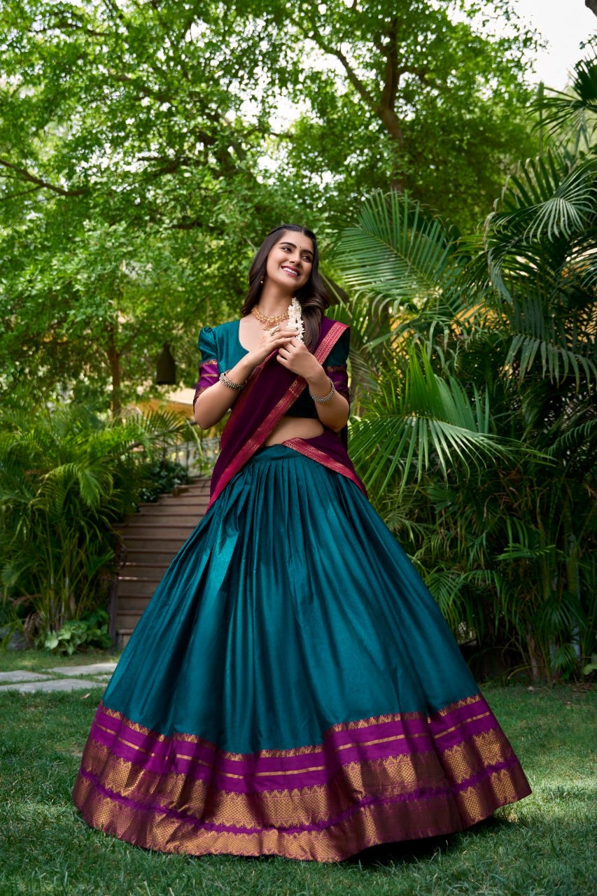 Navy Blue & Byzantine Lehenga Choli For Women with Pretty Blouse